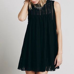 Free People Black Boho “Tu Es La” Mini Dress